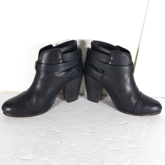 RAG & BONE Women's Harrow US7,5 EU37,5 Black Leather Strappy Ankle Booties Boot - Picture 8 of 14